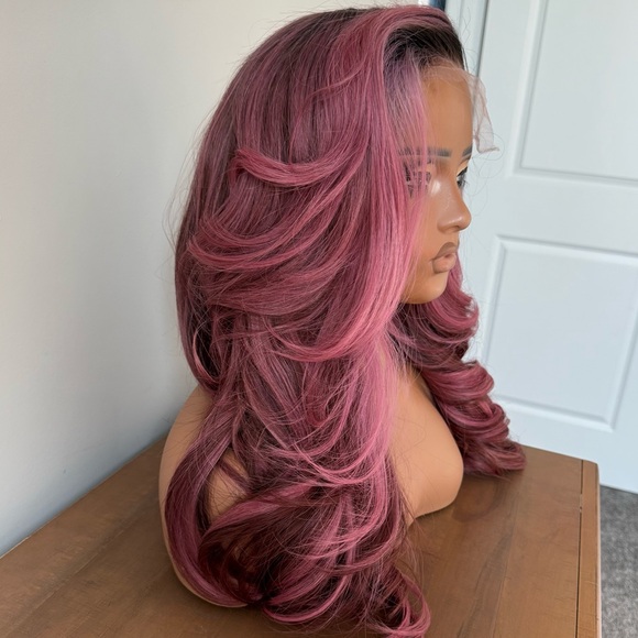 Blush Pink and Brown - 100% Raw Human Hair Wig - HD Lace - Picture 6 of 6